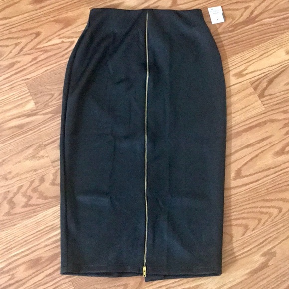 🎉HP HOT GAL BLACK ADJUSTABLE ZIP UP BACK SLIT SKIRT - Picture 1 of 6